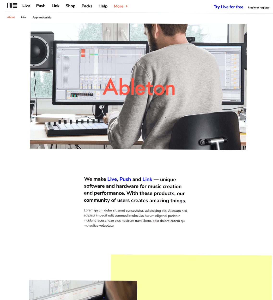 Ableton about page preview